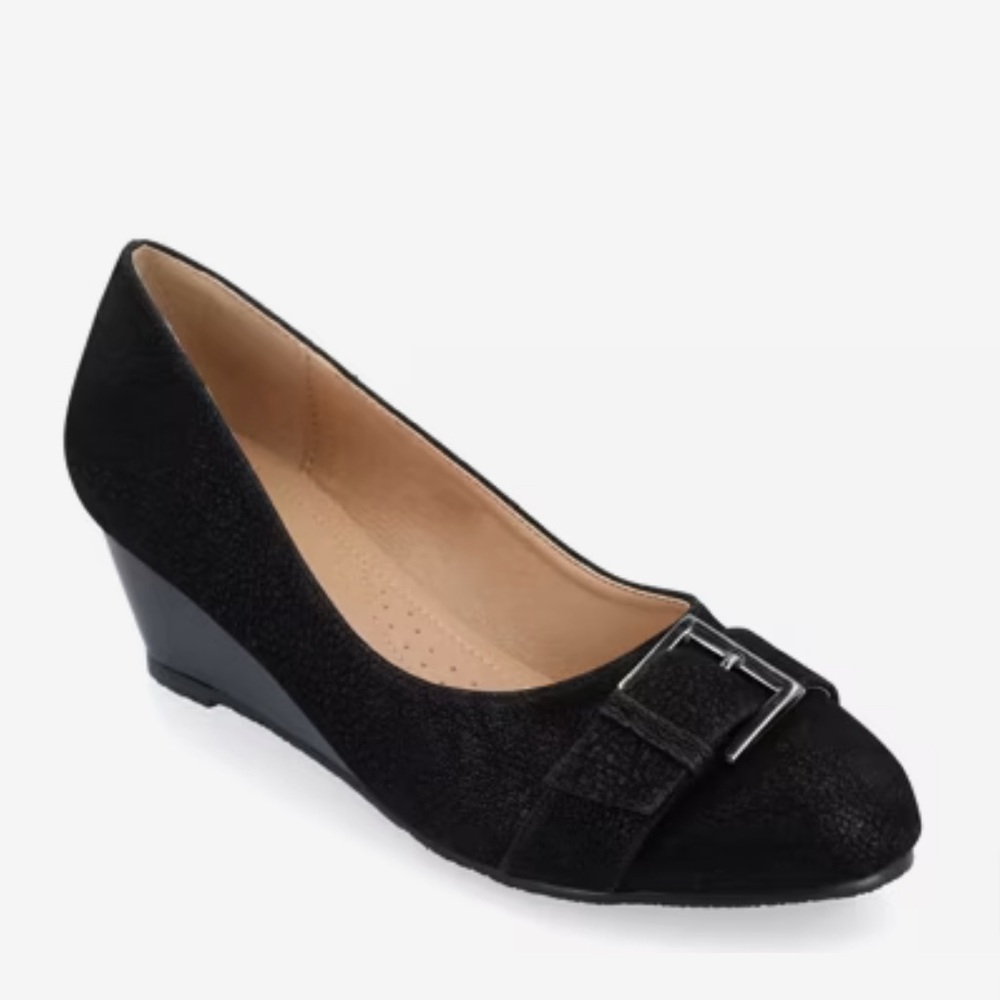 Journee Collection Black Wedge Shoes
